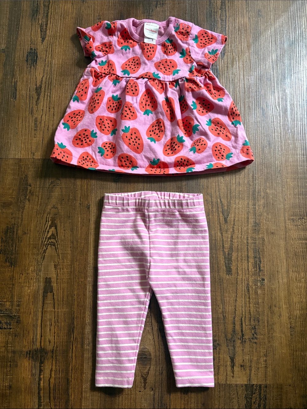 Girls strawberry dress with pants 3-6 months